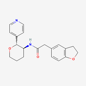 2-(2,3-dihydro-1-benzofuran-5-yl)-N-[(2R,3S)-2-pyridin-4-yloxan-3-yl]acetamide