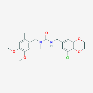 3-[(5-Chloro-2,3-dihydro-1,4-benzodioxin-7-yl)methyl]-1-[(4,5-dimethoxy-2-methylphenyl)methyl]-1-methylurea