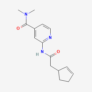 molecular formula C15H19N3O2 B7050631 2-[(2-cyclopent-2-en-1-ylacetyl)amino]-N,N-dimethylpyridine-4-carboxamide 