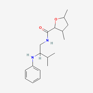 molecular formula C18H28N2O2 B7050647 N-(2-anilino-3-methylbutyl)-3,5-dimethyloxolane-2-carboxamide 