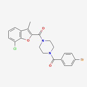 molecular formula C21H18BrClN2O3 B7050653 (4-Bromophenyl)-[4-(7-chloro-3-methyl-1-benzofuran-2-carbonyl)piperazin-1-yl]methanone 