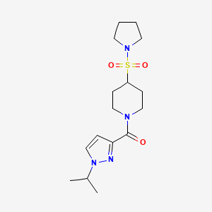 molecular formula C16H26N4O3S B7050665 (1-Propan-2-ylpyrazol-3-yl)-(4-pyrrolidin-1-ylsulfonylpiperidin-1-yl)methanone 