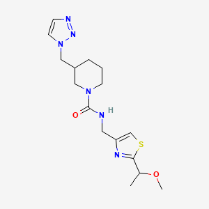 molecular formula C16H24N6O2S B7050672 N-[[2-(1-methoxyethyl)-1,3-thiazol-4-yl]methyl]-3-(triazol-1-ylmethyl)piperidine-1-carboxamide 