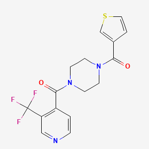 molecular formula C16H14F3N3O2S B7050677 Thiophen-3-yl-[4-[3-(trifluoromethyl)pyridine-4-carbonyl]piperazin-1-yl]methanone 