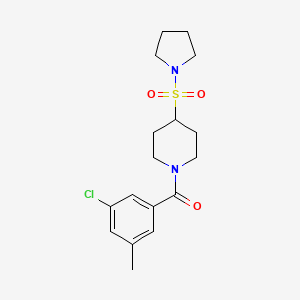 molecular formula C17H23ClN2O3S B7050687 (3-Chloro-5-methylphenyl)-(4-pyrrolidin-1-ylsulfonylpiperidin-1-yl)methanone 