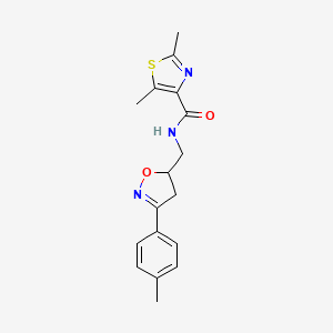 2,5-dimethyl-N-[[3-(4-methylphenyl)-4,5-dihydro-1,2-oxazol-5-yl]methyl]-1,3-thiazole-4-carboxamide