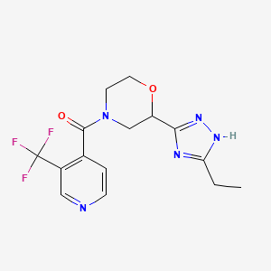 molecular formula C15H16F3N5O2 B7050721 [2-(5-ethyl-1H-1,2,4-triazol-3-yl)morpholin-4-yl]-[3-(trifluoromethyl)pyridin-4-yl]methanone 