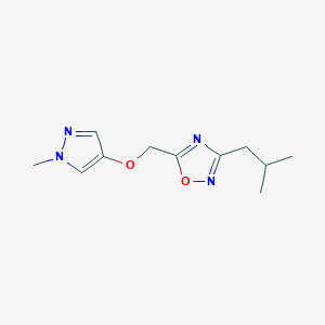 molecular formula C11H16N4O2 B7050807 3-(2-Methylpropyl)-5-[(1-methylpyrazol-4-yl)oxymethyl]-1,2,4-oxadiazole 