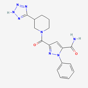 molecular formula C17H18N8O2 B7050819 2-phenyl-5-[3-(2H-tetrazol-5-yl)piperidine-1-carbonyl]pyrazole-3-carboxamide 