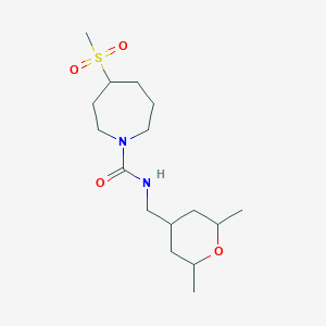 molecular formula C16H30N2O4S B7050831 N-[(2,6-dimethyloxan-4-yl)methyl]-4-methylsulfonylazepane-1-carboxamide 