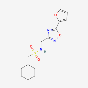 1-cyclohexyl-N-[[5-(furan-2-yl)-1,2,4-oxadiazol-3-yl]methyl]methanesulfonamide