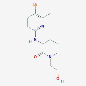 molecular formula C13H18BrN3O2 B7050897 3-[(5-Bromo-6-methylpyridin-2-yl)amino]-1-(2-hydroxyethyl)piperidin-2-one 