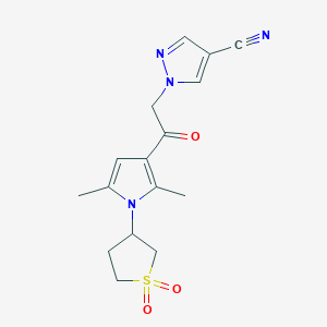 molecular formula C16H18N4O3S B7050930 1-[2-[1-(1,1-Dioxothiolan-3-yl)-2,5-dimethylpyrrol-3-yl]-2-oxoethyl]pyrazole-4-carbonitrile 