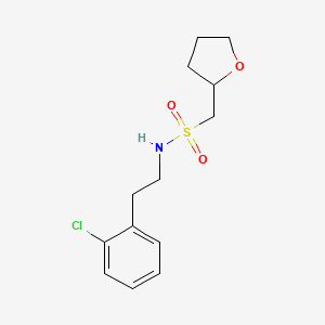 molecular formula C13H18ClNO3S B7050936 N-[2-(2-chlorophenyl)ethyl]-1-(oxolan-2-yl)methanesulfonamide 