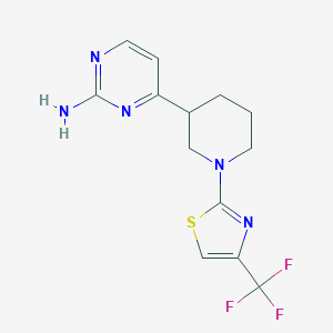 molecular formula C13H14F3N5S B7050944 4-[1-[4-(Trifluoromethyl)-1,3-thiazol-2-yl]piperidin-3-yl]pyrimidin-2-amine 