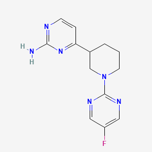 molecular formula C13H15FN6 B7050946 4-[1-(5-Fluoropyrimidin-2-yl)piperidin-3-yl]pyrimidin-2-amine 