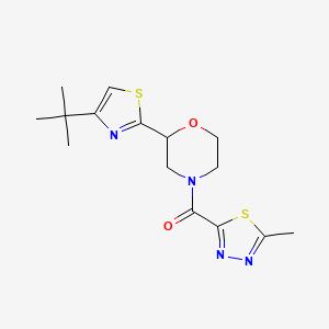 molecular formula C15H20N4O2S2 B7050980 [2-(4-Tert-butyl-1,3-thiazol-2-yl)morpholin-4-yl]-(5-methyl-1,3,4-thiadiazol-2-yl)methanone 