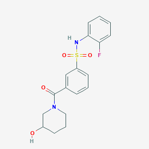 N-(2-fluorophenyl)-3-(3-hydroxypiperidine-1-carbonyl)benzenesulfonamide