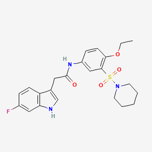 molecular formula C23H26FN3O4S B7051018 N-(4-ethoxy-3-piperidin-1-ylsulfonylphenyl)-2-(6-fluoro-1H-indol-3-yl)acetamide 