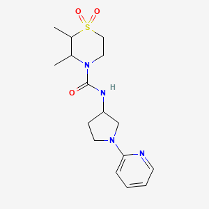 molecular formula C16H24N4O3S B7051056 2,3-dimethyl-1,1-dioxo-N-(1-pyridin-2-ylpyrrolidin-3-yl)-1,4-thiazinane-4-carboxamide 