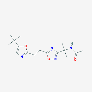 N-[2-[5-[2-(5-tert-butyl-1,3-oxazol-2-yl)ethyl]-1,2,4-oxadiazol-3-yl]propan-2-yl]acetamide