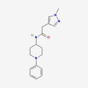 molecular formula C17H22N4O B7051075 2-(1-methylpyrazol-4-yl)-N-(1-phenylpiperidin-4-yl)acetamide 