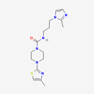 molecular formula C16H24N6OS B7051097 N-[3-(2-methylimidazol-1-yl)propyl]-4-(4-methyl-1,3-thiazol-2-yl)piperazine-1-carboxamide 