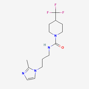 molecular formula C14H21F3N4O B7051139 N-[3-(2-methylimidazol-1-yl)propyl]-4-(trifluoromethyl)piperidine-1-carboxamide 