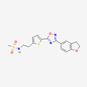 N-[2-[5-[3-(2,3-dihydro-1-benzofuran-5-yl)-1,2,4-oxadiazol-5-yl]thiophen-2-yl]ethyl]methanesulfonamide