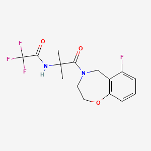 molecular formula C15H16F4N2O3 B7051191 2,2,2-trifluoro-N-[1-(6-fluoro-3,5-dihydro-2H-1,4-benzoxazepin-4-yl)-2-methyl-1-oxopropan-2-yl]acetamide 