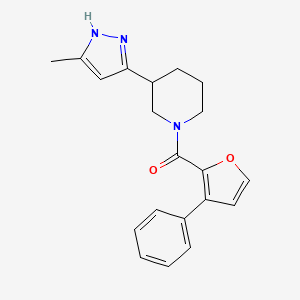 molecular formula C20H21N3O2 B7051220 [3-(5-methyl-1H-pyrazol-3-yl)piperidin-1-yl]-(3-phenylfuran-2-yl)methanone 