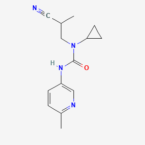 molecular formula C14H18N4O B7051239 1-(2-Cyanopropyl)-1-cyclopropyl-3-(6-methylpyridin-3-yl)urea 