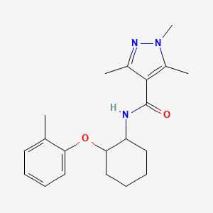 molecular formula C20H27N3O2 B7051266 1,3,5-trimethyl-N-[2-(2-methylphenoxy)cyclohexyl]pyrazole-4-carboxamide 