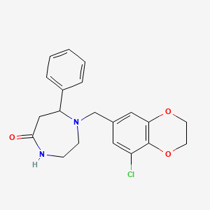 molecular formula C20H21ClN2O3 B7051340 1-[(5-Chloro-2,3-dihydro-1,4-benzodioxin-7-yl)methyl]-7-phenyl-1,4-diazepan-5-one 