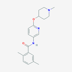 molecular formula C20H25N3O2 B7051375 2,5-dimethyl-N-[6-(1-methylpiperidin-4-yl)oxypyridin-3-yl]benzamide 