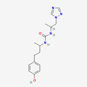 molecular formula C16H23N5O2 B7051405 1-[4-(4-Hydroxyphenyl)butan-2-yl]-3-[1-(1,2,4-triazol-1-yl)propan-2-yl]urea 