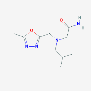 molecular formula C10H18N4O2 B7051432 2-[(5-Methyl-1,3,4-oxadiazol-2-yl)methyl-(2-methylpropyl)amino]acetamide 