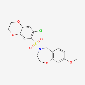 molecular formula C18H18ClNO6S B7051493 4-[(6-chloro-2,3-dihydro-1,4-benzodioxin-7-yl)sulfonyl]-8-methoxy-3,5-dihydro-2H-1,4-benzoxazepine 