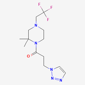 molecular formula C13H20F3N5O B7051525 1-[2,2-Dimethyl-4-(2,2,2-trifluoroethyl)piperazin-1-yl]-3-(triazol-1-yl)propan-1-one 