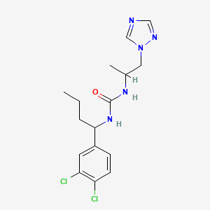 molecular formula C16H21Cl2N5O B7051532 1-[1-(3,4-Dichlorophenyl)butyl]-3-[1-(1,2,4-triazol-1-yl)propan-2-yl]urea 