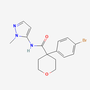 molecular formula C16H18BrN3O2 B7051642 4-(4-bromophenyl)-N-(2-methylpyrazol-3-yl)oxane-4-carboxamide 