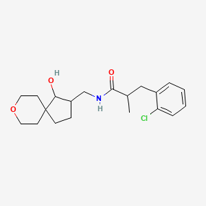 3-(2-chlorophenyl)-N-[(4-hydroxy-8-oxaspiro[4.5]decan-3-yl)methyl]-2-methylpropanamide