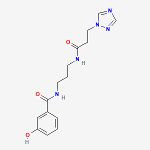 3-hydroxy-N-[3-[3-(1,2,4-triazol-1-yl)propanoylamino]propyl]benzamide