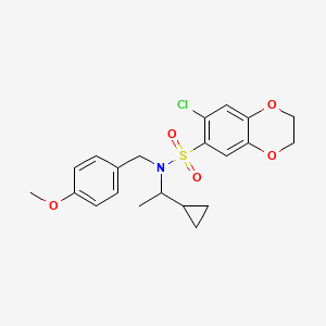 6-chloro-N-(1-cyclopropylethyl)-N-[(4-methoxyphenyl)methyl]-2,3-dihydro-1,4-benzodioxine-7-sulfonamide