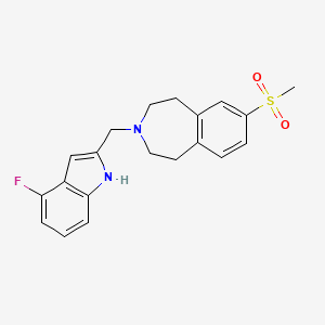 molecular formula C20H21FN2O2S B7051892 3-[(4-fluoro-1H-indol-2-yl)methyl]-7-methylsulfonyl-1,2,4,5-tetrahydro-3-benzazepine 