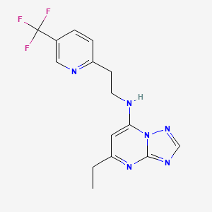 molecular formula C15H15F3N6 B7051916 5-ethyl-N-[2-[5-(trifluoromethyl)pyridin-2-yl]ethyl]-[1,2,4]triazolo[1,5-a]pyrimidin-7-amine 