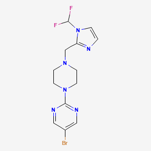 molecular formula C13H15BrF2N6 B7051934 5-Bromo-2-[4-[[1-(difluoromethyl)imidazol-2-yl]methyl]piperazin-1-yl]pyrimidine 