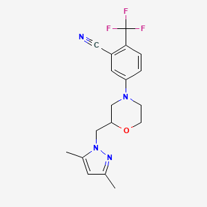 5-[2-[(3,5-Dimethylpyrazol-1-yl)methyl]morpholin-4-yl]-2-(trifluoromethyl)benzonitrile