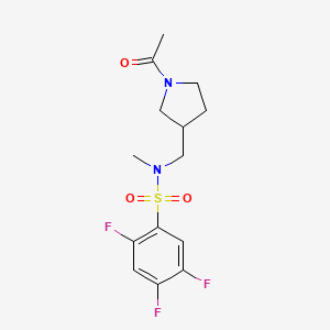 molecular formula C14H17F3N2O3S B7051955 N-[(1-acetylpyrrolidin-3-yl)methyl]-2,4,5-trifluoro-N-methylbenzenesulfonamide 