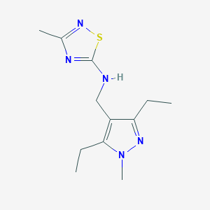 molecular formula C12H19N5S B7051964 N-[(3,5-diethyl-1-methylpyrazol-4-yl)methyl]-3-methyl-1,2,4-thiadiazol-5-amine 